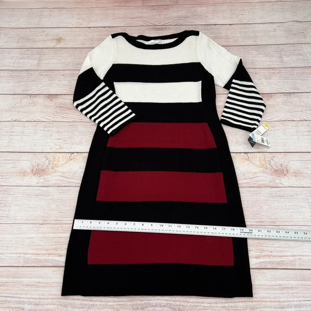 Studio One New York Women's Long Sleeve Sweater Striped Dress Size M - Picture 7 of 11